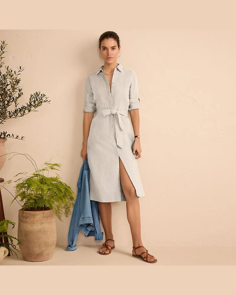 Lands' End Leinen-Midikleid, Damen, GrÃ¶ÃŸe petite, WeiÃŸ, by Weiãÿ