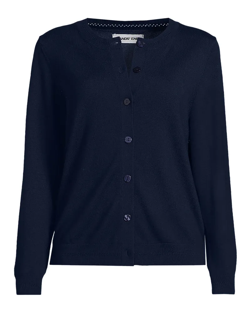 Lands' End Merino-Cardigan, Damen, Größe petite, Blau, Wolle, by Blau