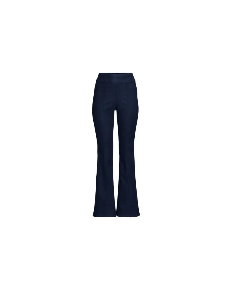 Lands' End Travel-Schlagjeans High Waist, Damen, Größe petite, Blau, Elasthan/Baumwoll-Mischung/Viskose-Mischung, by Blau