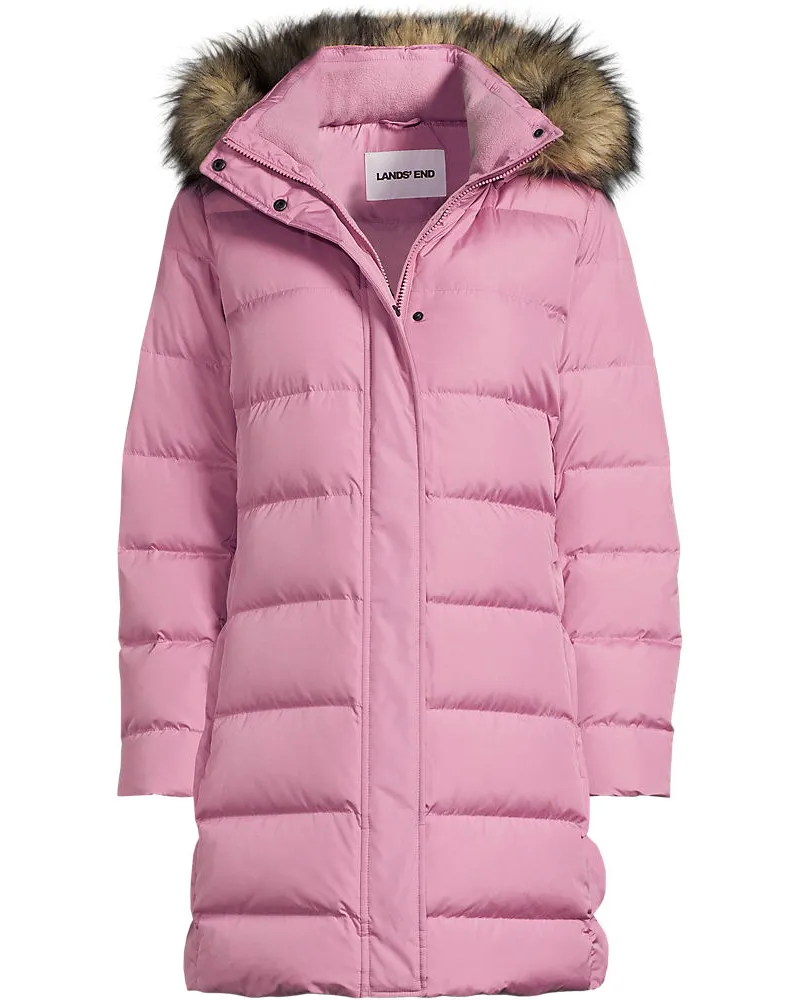 Lands' End Daunenmantel mit Kapuze, Damen, Größe regular, Pink, Polyester, by Pink