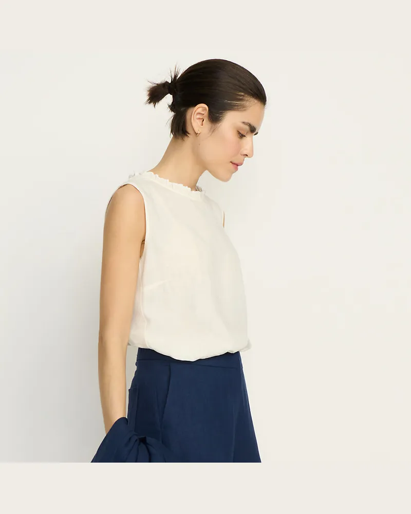 Lands' End Ärmelloses Top im Leinenmix, Damen, Größe regular, Weiß, Leinen/Viskose, by Weiß