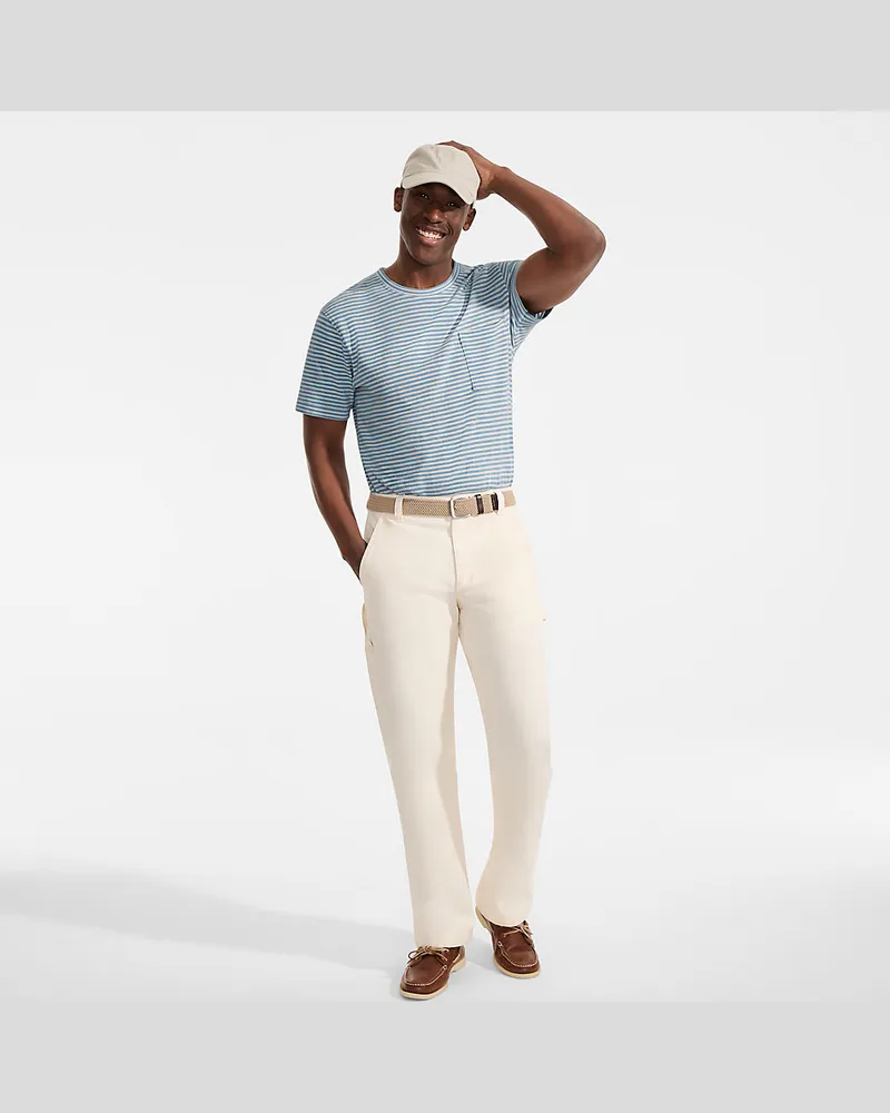 Lands' End Kurzarm-Shirt aus Baumwoll-/Leinenmix, Herren, Größe regular, Blau, Baumwolle/Leinen, by Blau