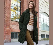 Steppmantel mit geraffter Taille, Damen, Größe regular, Grün, by