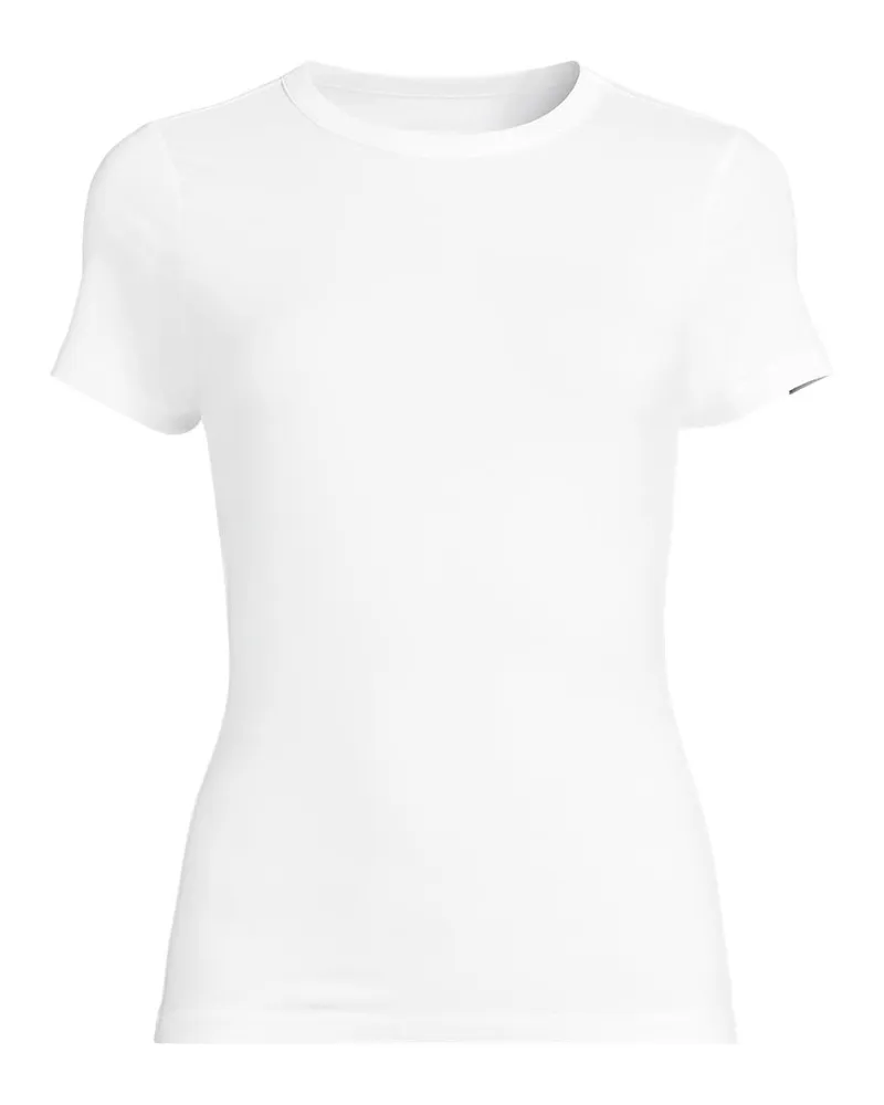 Lands' End Kühlendes Rundhals-Shirt, Damen, Größe petite, Weiß, Baumwolle/Elasthan/Viskose-Mischung, by Weiß