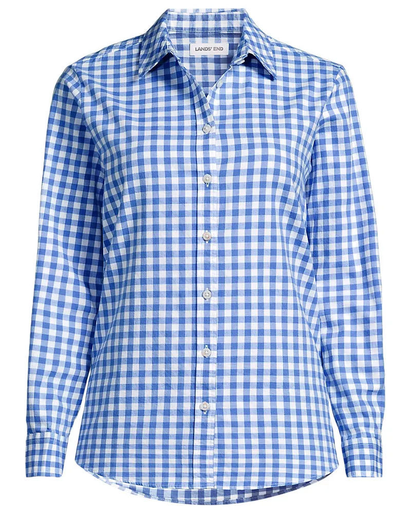 Lands' End Lange leichte Flanellbluse, Damen, Größe plus, Blau, by Blau