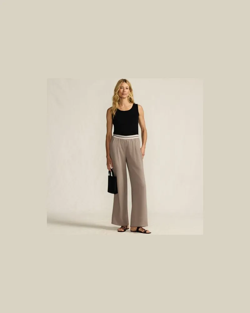 Lands' End Satinhose mit Streifenbund, Damen, Größe:32-34 regular, Weiß, Polyester, by Weiß