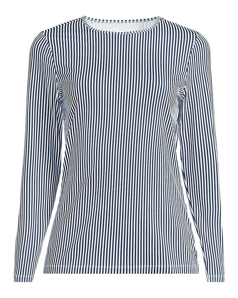 Lands' End Schnelltrocknendes UPF 50 Sonnenschutz-Gartenshirt in Lang-Größe, Damen, Größe tall, Blau, Nylon-Mischung, by Blau