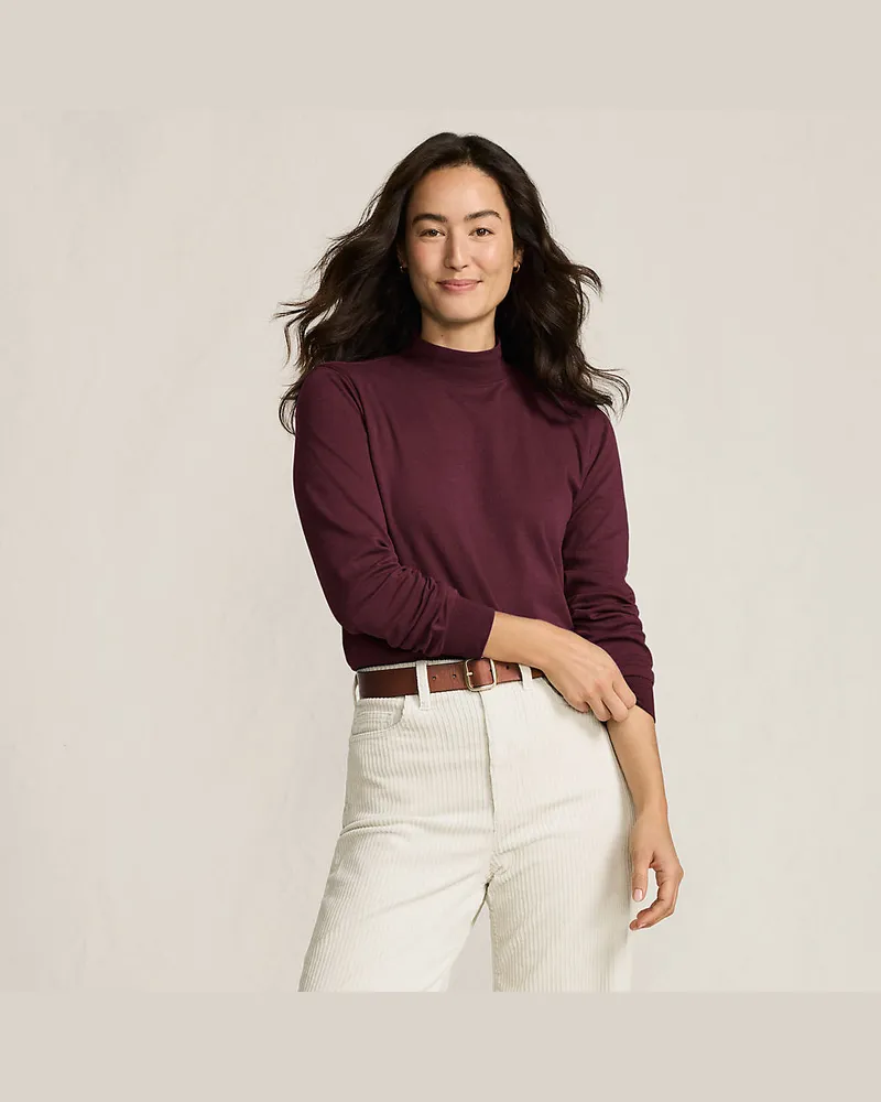 Lands' End Stehkragen-Shirt, Damen, Größe petite, Rot, Baumwolle, by Rot