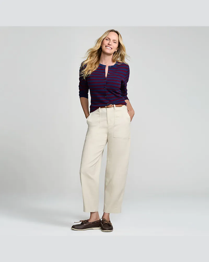 Lands' End Barrel-Chinos High Waist, Damen, Größe regular, Weiß, Baumwolle/Elasthan, by Weiß