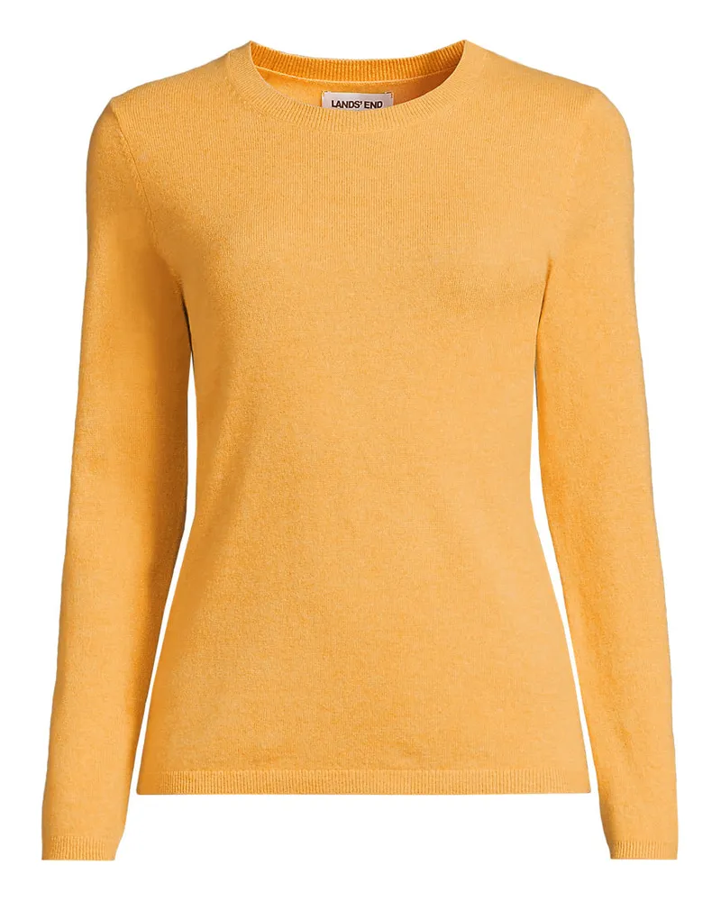Lands' End Kaschmir-Pullover mit rundem Ausschnitt, Damen, Größe regular, Gelb, Kaschmir, by Gelb