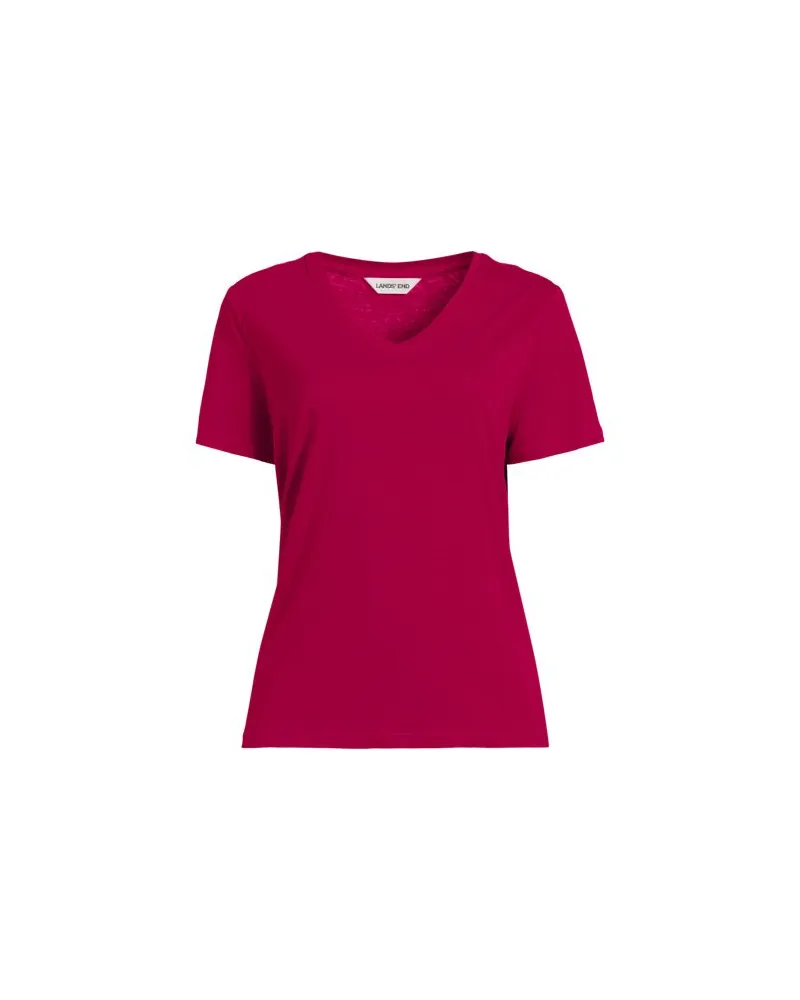 Lands' End Soft Flow Shirt aus Leinenmix mit V-Ausschnitt, Damen, Größe regular, Pink, Leinen/Baumwolle Modal, by Pink