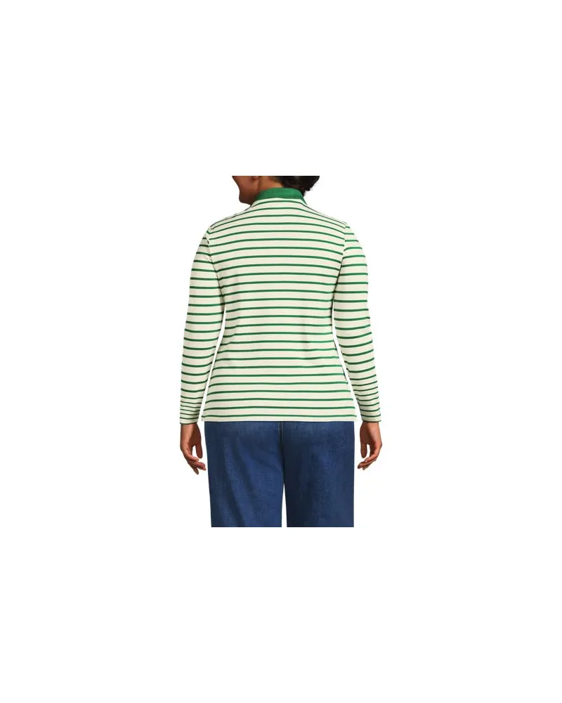 Lands' End Supima-Poloshirt mit langen Ärmeln, Damen, Größe plus, Grün, Baumwolle, by Grün