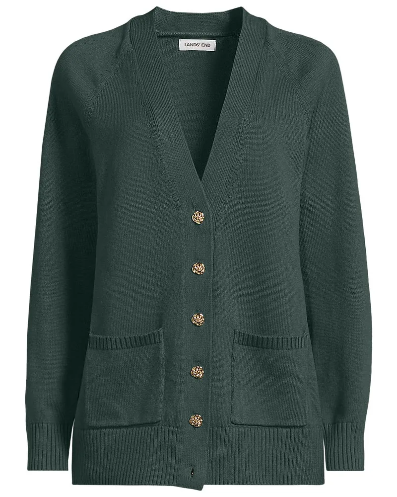 Lands' End Relaxter V-Cardigan DRIFTER, Damen, Größe petite, Grün, Baumwolle, by Grün