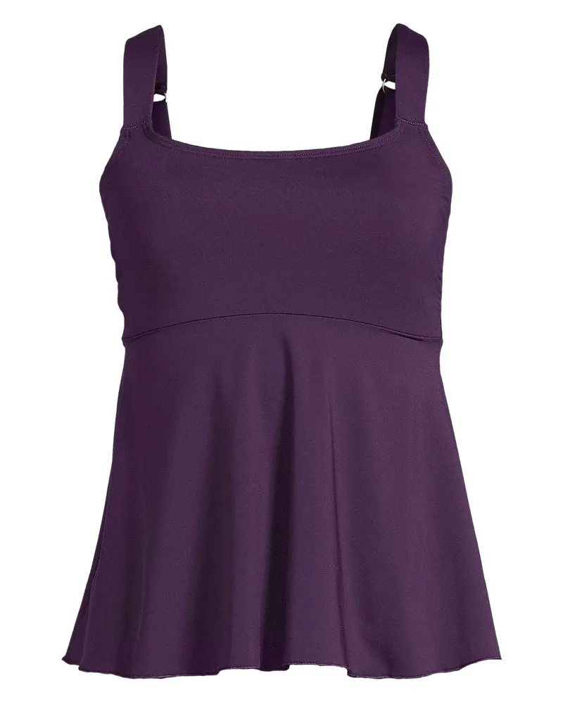 Lands' End Ausgestelltes Tankinitop mit U-Ausschnitt, Damen, Größe regular, Lila, Elasthan/Polyester-Mischung/Nylon-Mischung, by Lila