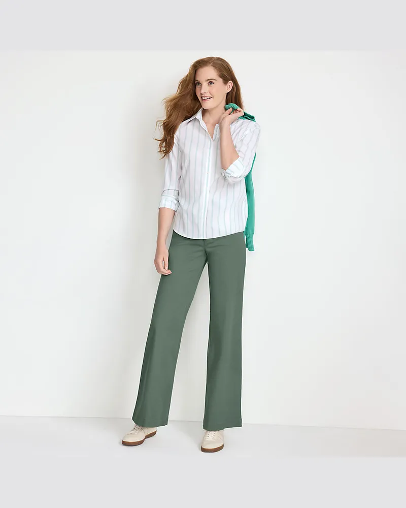 Lands' End 5-Pocket-Chinos mit weitem Bein, Damen, Größe regular, Grün, Baumwoll-Mischung, by Grün