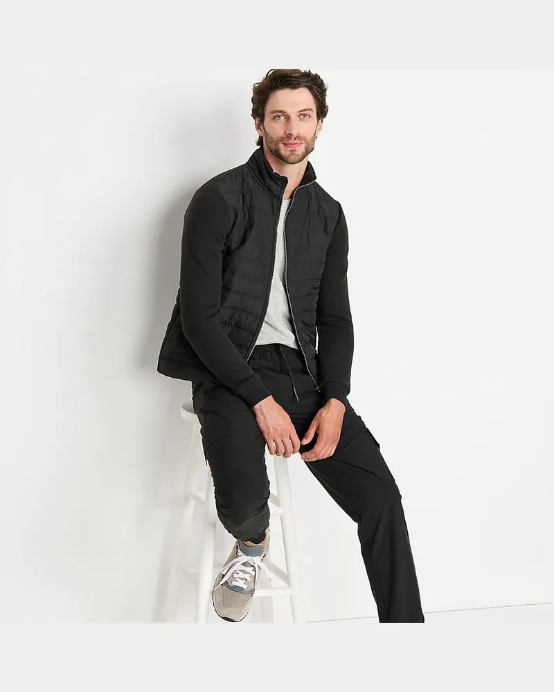 Lands' End Gesteppte Trekkingjacke, Herren, Größe regular, Schwarz, Polyester, by Schwarz