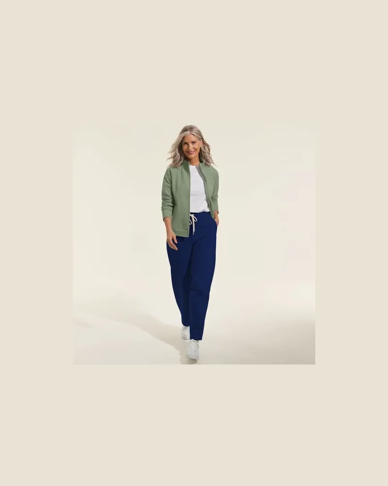 Lands' End Serious Sweats High Waist Barrel-Jeans, Damen, Größe:44-46 petite, Blau, Baumwoll-Mischung/Polyester-Mischung, by Blau