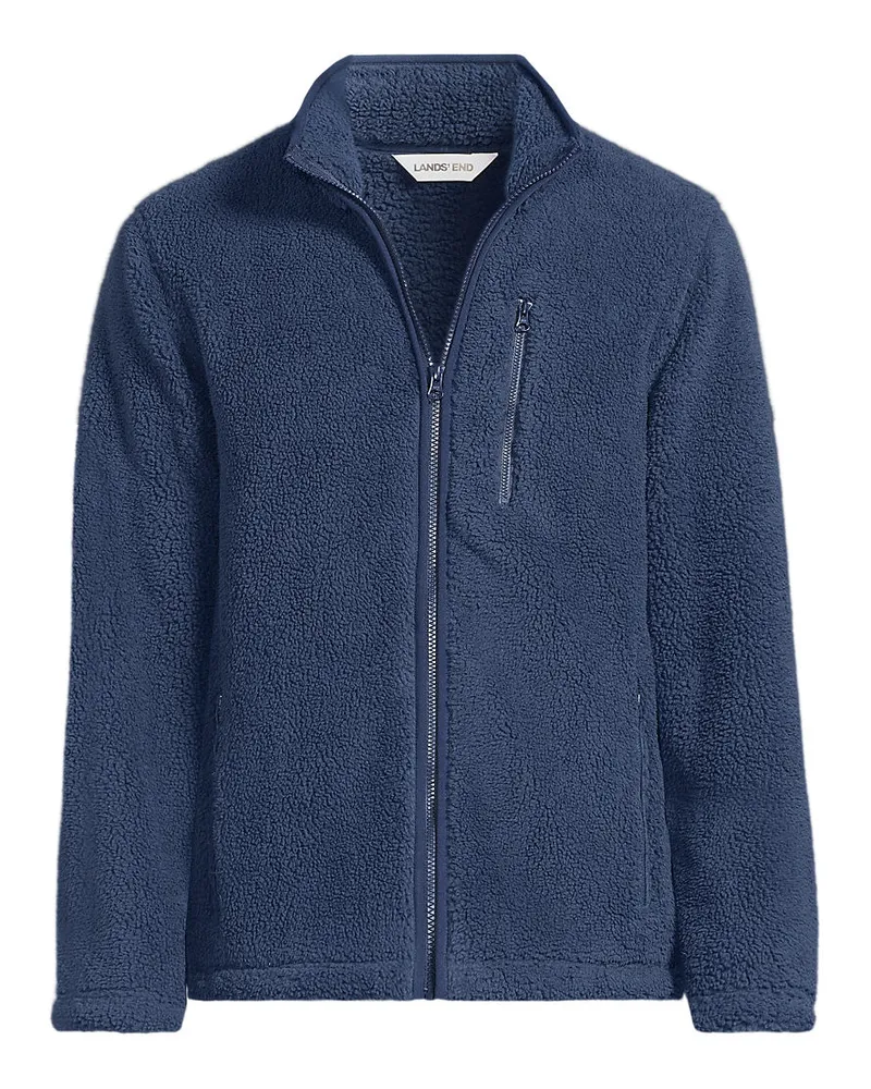 Lands' End Sherpa-Fleecejacke, Herren, Größe regular, Blau, Polyester, by Blau