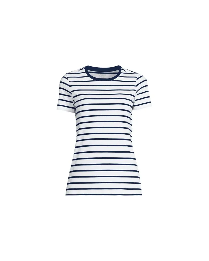 Lands' End Supima Kurzarm-Shirt mit rundem Ausschnitt, Damen, Größe plus, Blau, Baumwolle, by Blau