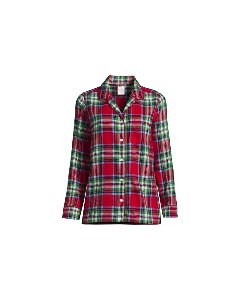 Lands' End Gemustertes Flanell-Pyjamahemd, Damen, Größe:40-42 regular, Rot, Baumwolle, by Rot