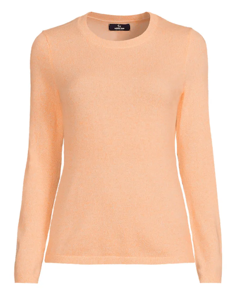 Lands' End Kaschmir-Pullover mit rundem Ausschnitt, Damen, Größe regular, Orange, Kaschmir, by Orange