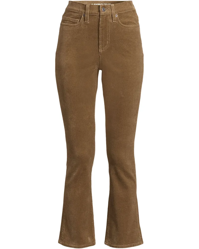 Lands' End Knöchellange Feincord-Schlaghose High Waist, Damen, Größe regular, Braun, Baumwoll-Mischung, by Braun