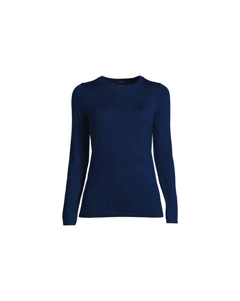 Lands' End Merinopullover mit Rundhalsausschnitt, Damen, Größe regular, Blau, by Blau