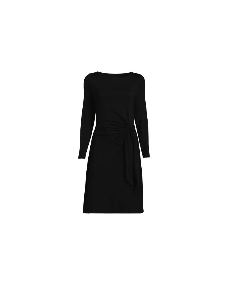 Lands' End Jerseykleid mit U-Boot-Ausschnitt, Damen, Größe:44-46 regular, Schwarz, Baumwolle Modal, by Schwarz