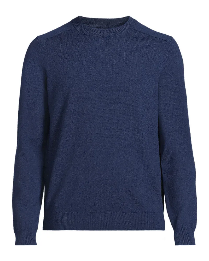 Lands' End Merino-Rundhalspullover, Herren, Größe regular, Blau, Wolle, by Blau