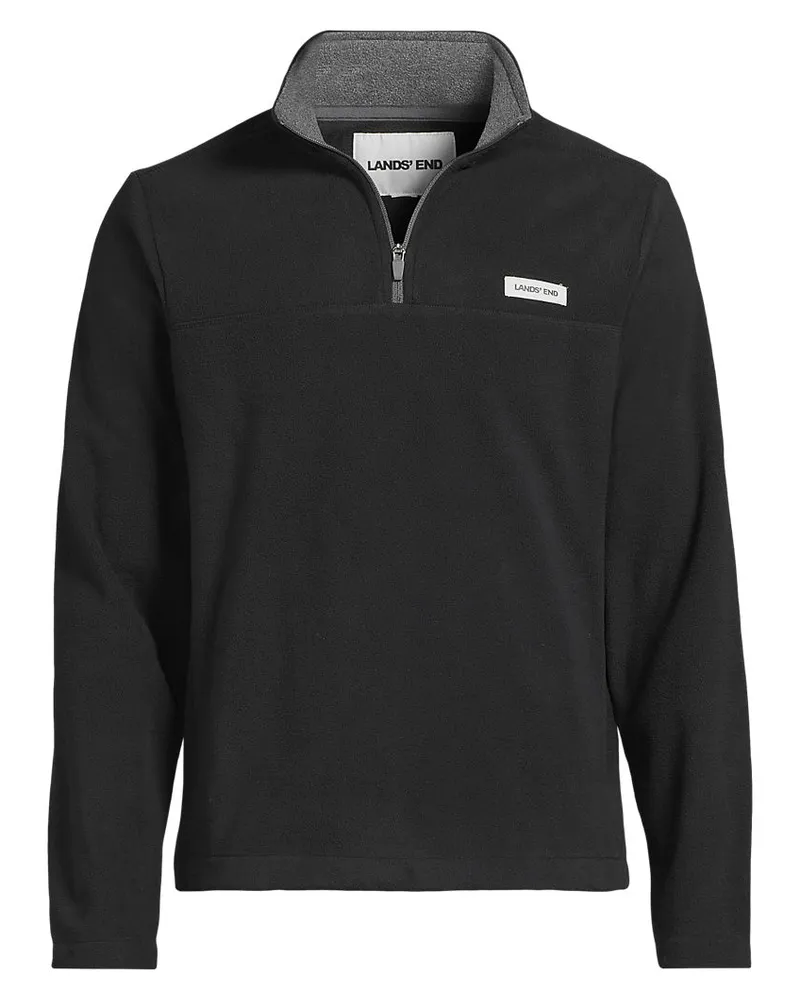 Lands' End Anyweather Fleece-Pullover mit Reißverschluss, Herren, Größe regular, Schwarz, Polyester, by Schwarz