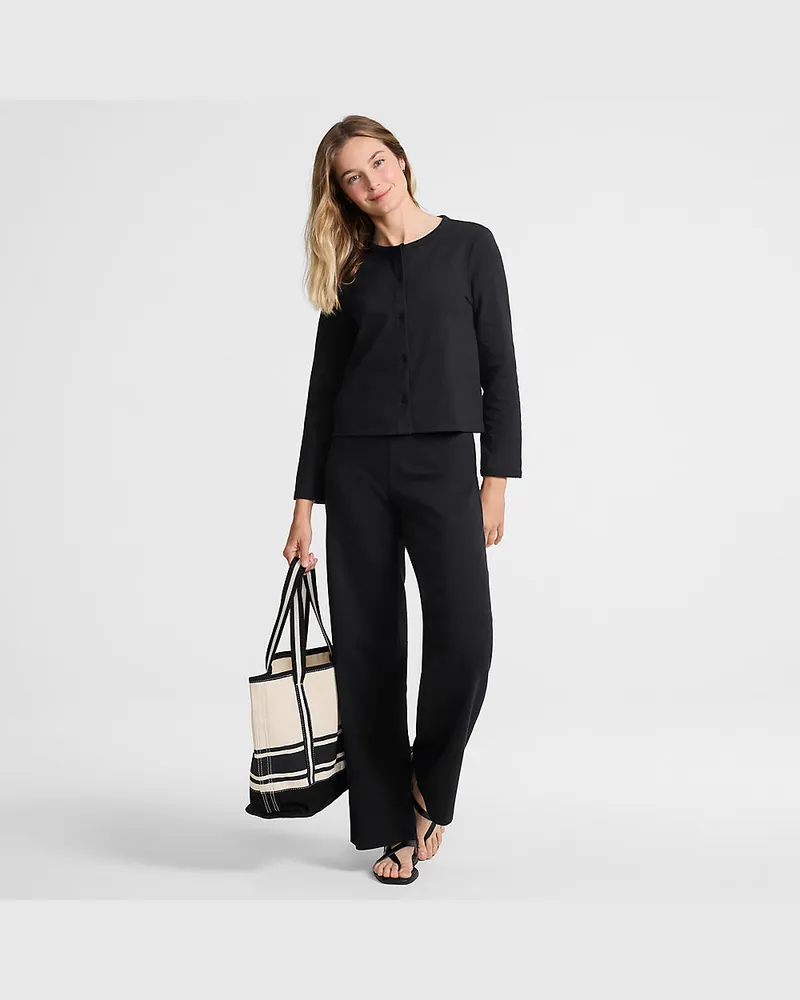 Lands' End Starfish High Waist Hose mit weitem Bein, Damen, Größe regular, Schwarz, Elasthan/Baumwoll-Mischung, by Schwarz