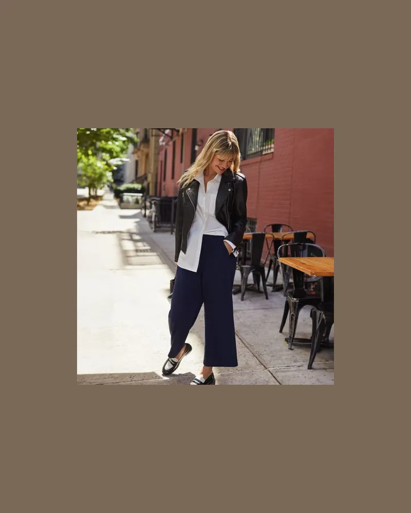 Lands' End 7/8-Hose SPORT KNIT mit weitem Bein, Damen, Größe regular, Blau, Baumwolle, by Blau
