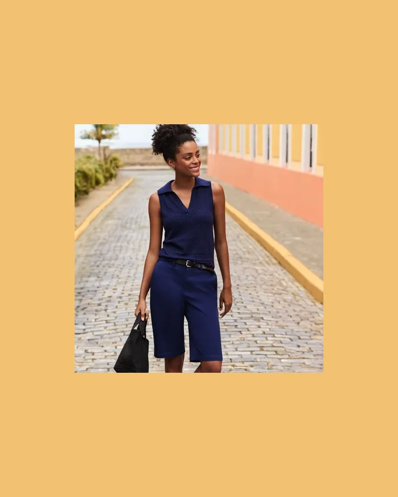 Lands' End Chino-Bermudas, Damen, Größe petite, Blau, Elasthan/Baumwoll-Mischung, by Blau