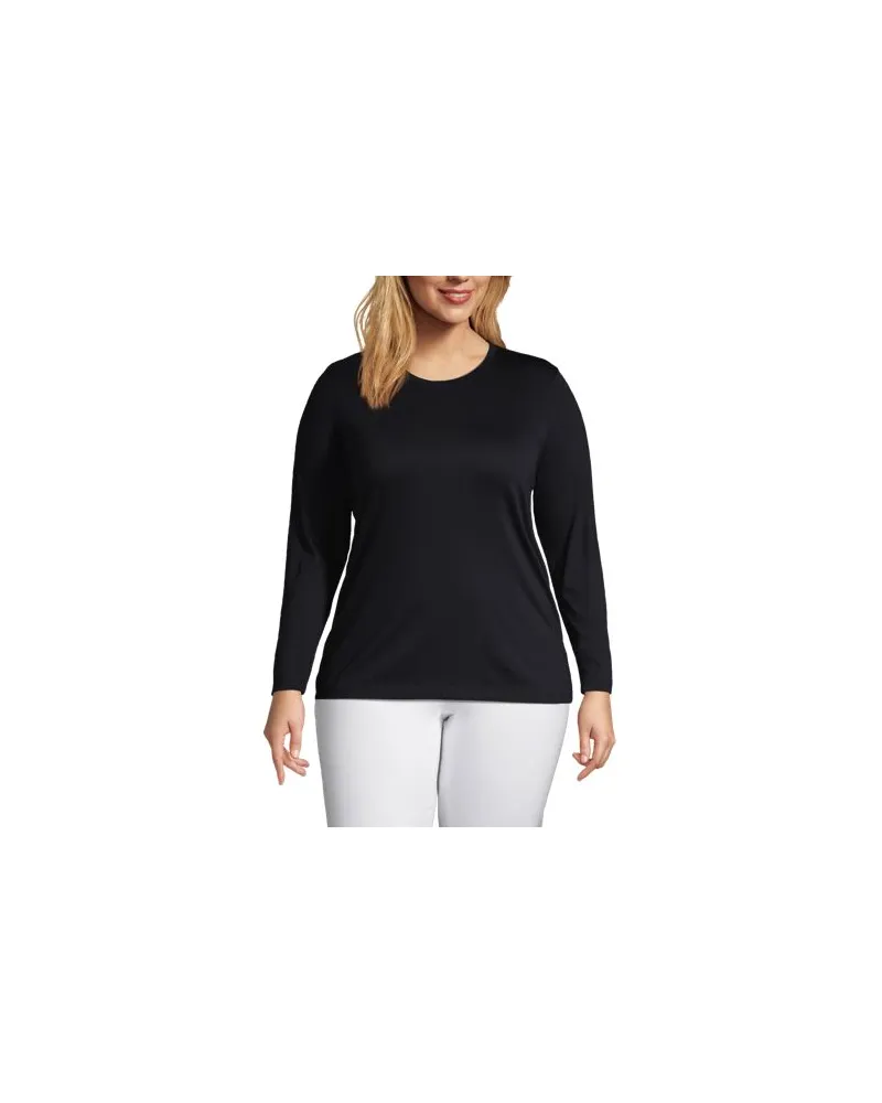 Lands' End Supima-Shirt, Langarm, Damen, Größe plus, Schwarz, Baumwolle, by Schwarz