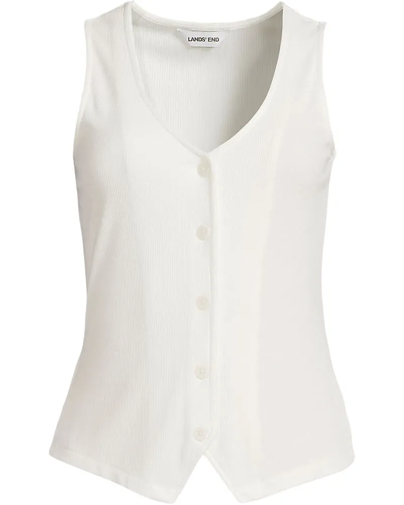 Lands' End Ärmellose Feinstrick-Weste, Damen, Größe plus, Weiß, Elasthan/Viskose/Polyester-Mischung, by Weiß