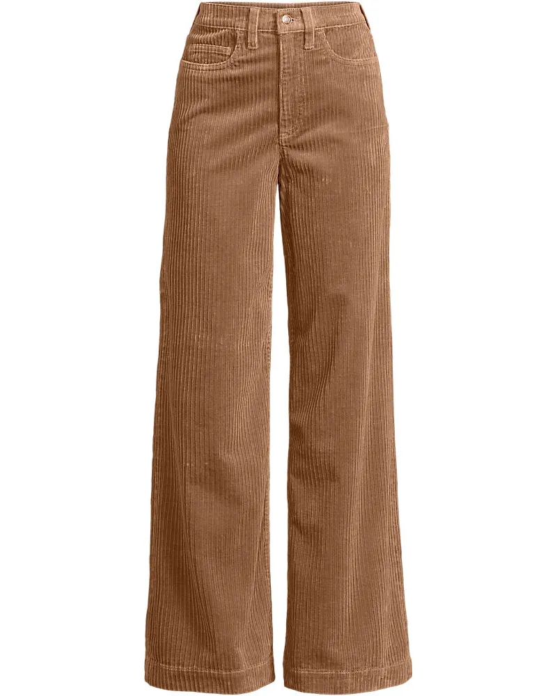 Lands' End Breitcord-Hose High Waist mit weitem Bein, Damen, Größe plus, Braun, Elasthan/Baumwoll-Mischung, by Braun