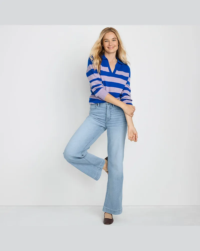 Lands' End Recover Jeans High Waist mit weitem Bein, Damen, Größe plus, Blau, by Blau
