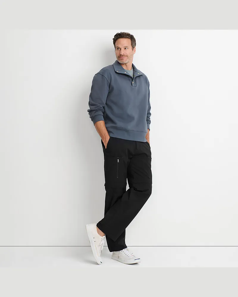 Lands' End Trekking-Zip-Off-Hose, Herren, Größe regular, Schwarz, Baumwolle/Nylon, by Schwarz