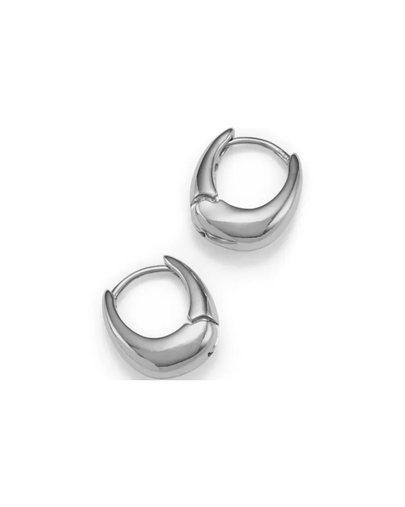 Lands' End Wasserfeste kleine Huggie-Creolen, Damen, Größe:null regular, Grau, Messing, by Grau