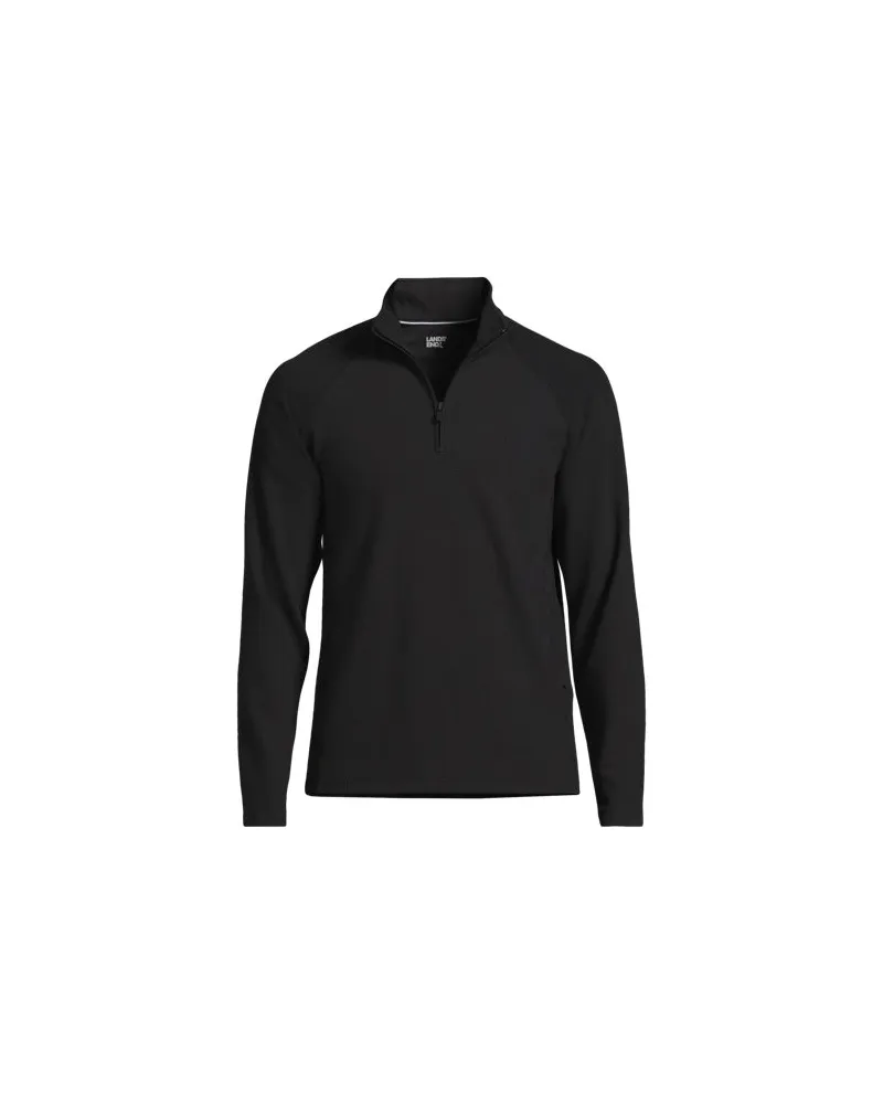 Lands' End Strukturiertes Langarm-Shirt mit Troyer-Kragen SOCIAL/ACTIVE, Herren, Größe:56-58 regular, Schwarz, Elasthan/Lyocell (Viskose)/Polyester-Mischung, by Schwarz