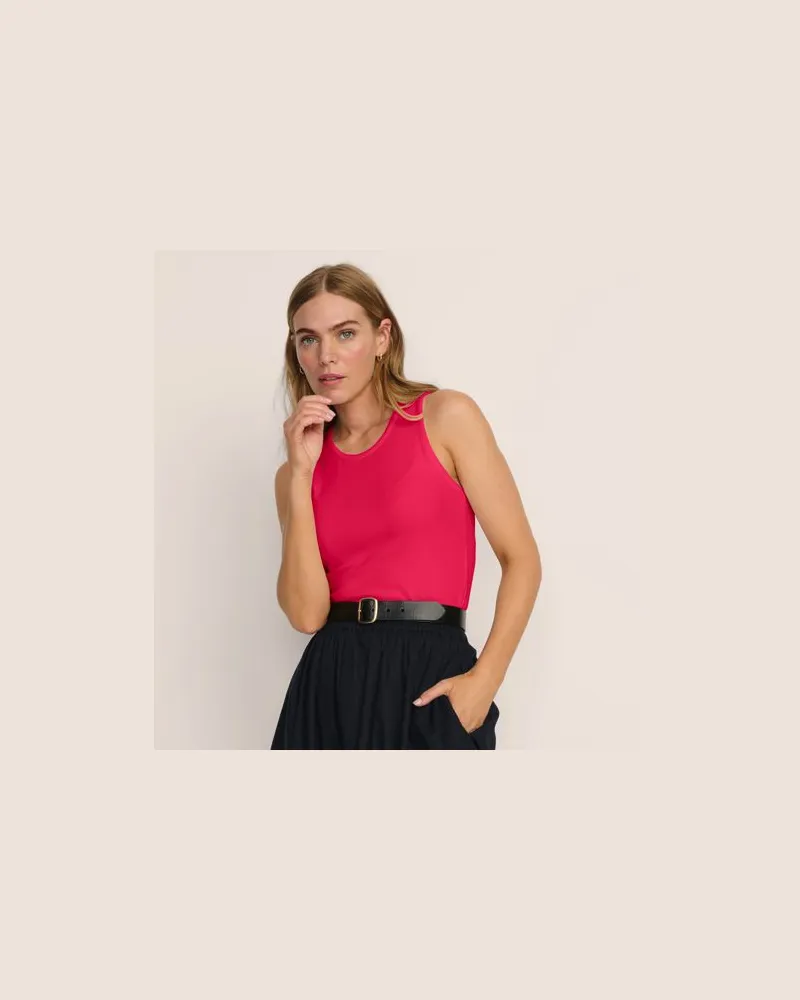 Lands' End Ärmelloses, geripptes Top, Damen, Größe:40-42 regular, Pink, Elasthan/Viskose/Viskose-Mischung, by Pink