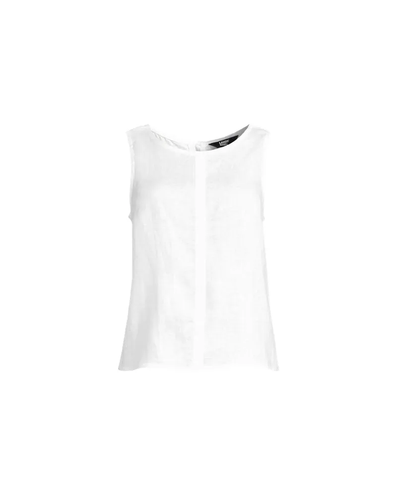 Lands' End Leinentop mit Knopfleiste am Rücken, Damen, Größe:40-42 regular, Weiß, Leinen, by Weiß