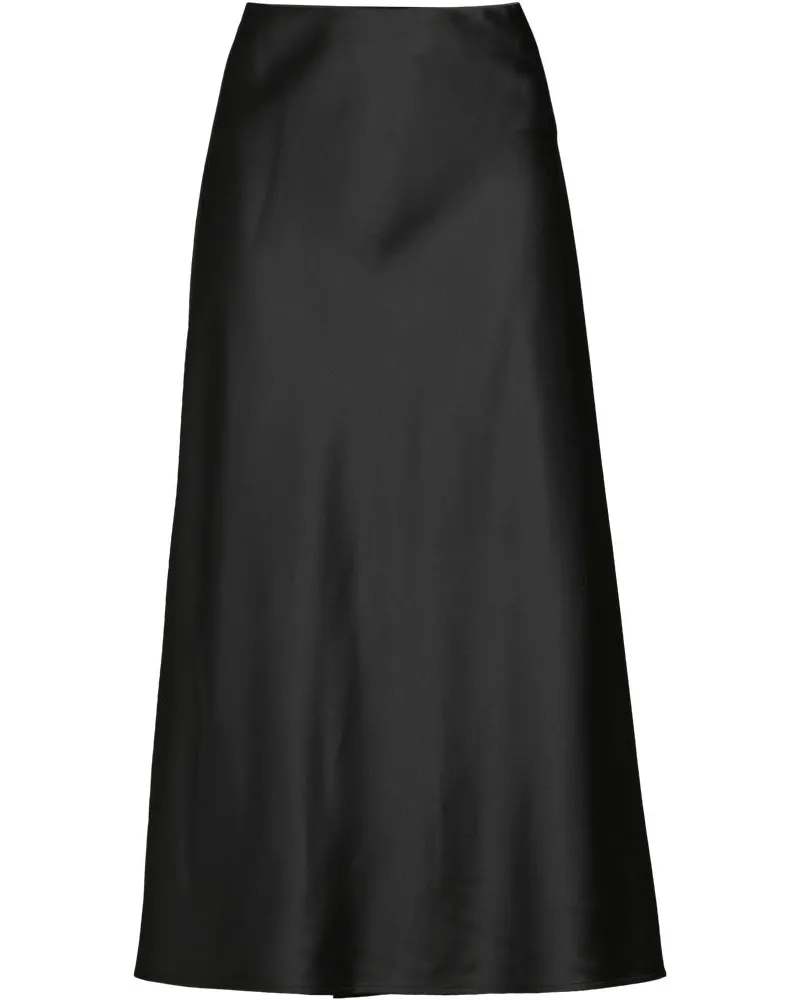Lands' End Satin-Midirock, Damen, Größe petite, Schwarz, Polyester, by Schwarz