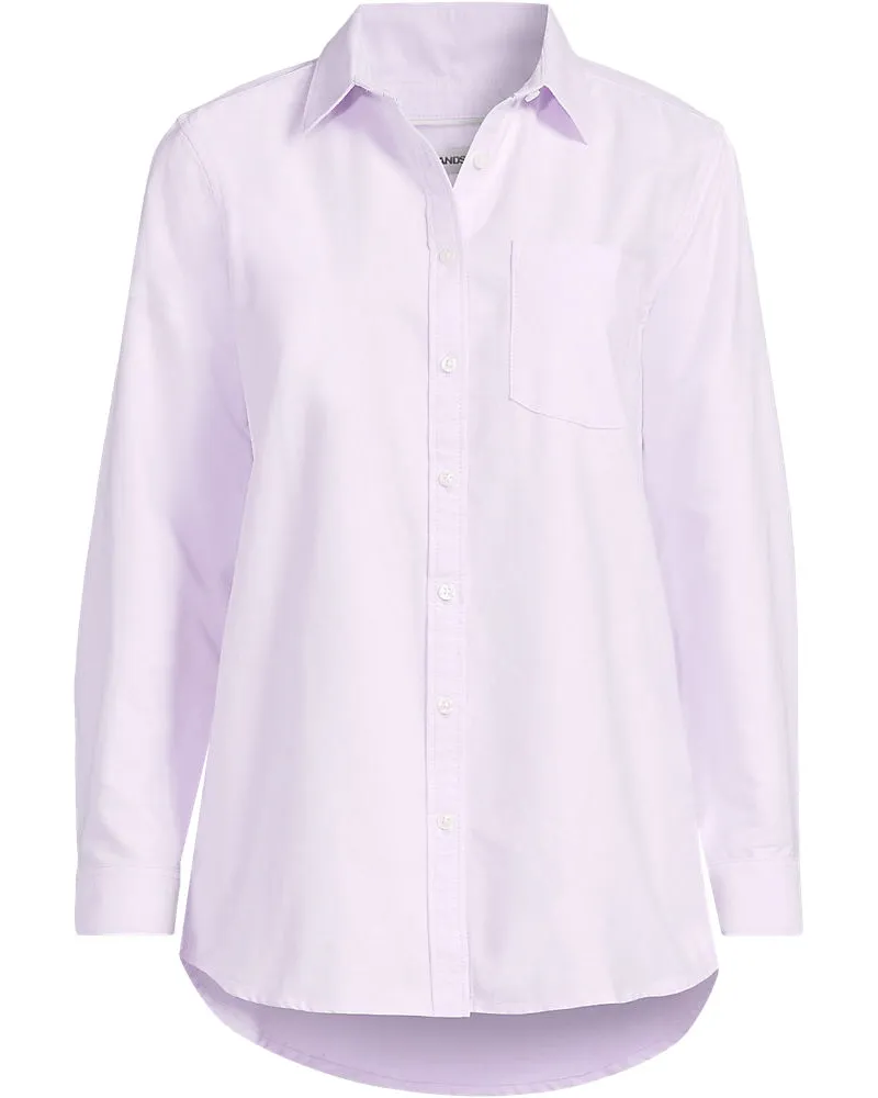 Lands' End Langarm Oxford-Hemd, Damen, Größe petite, Lila, Baumwolle, by Lila