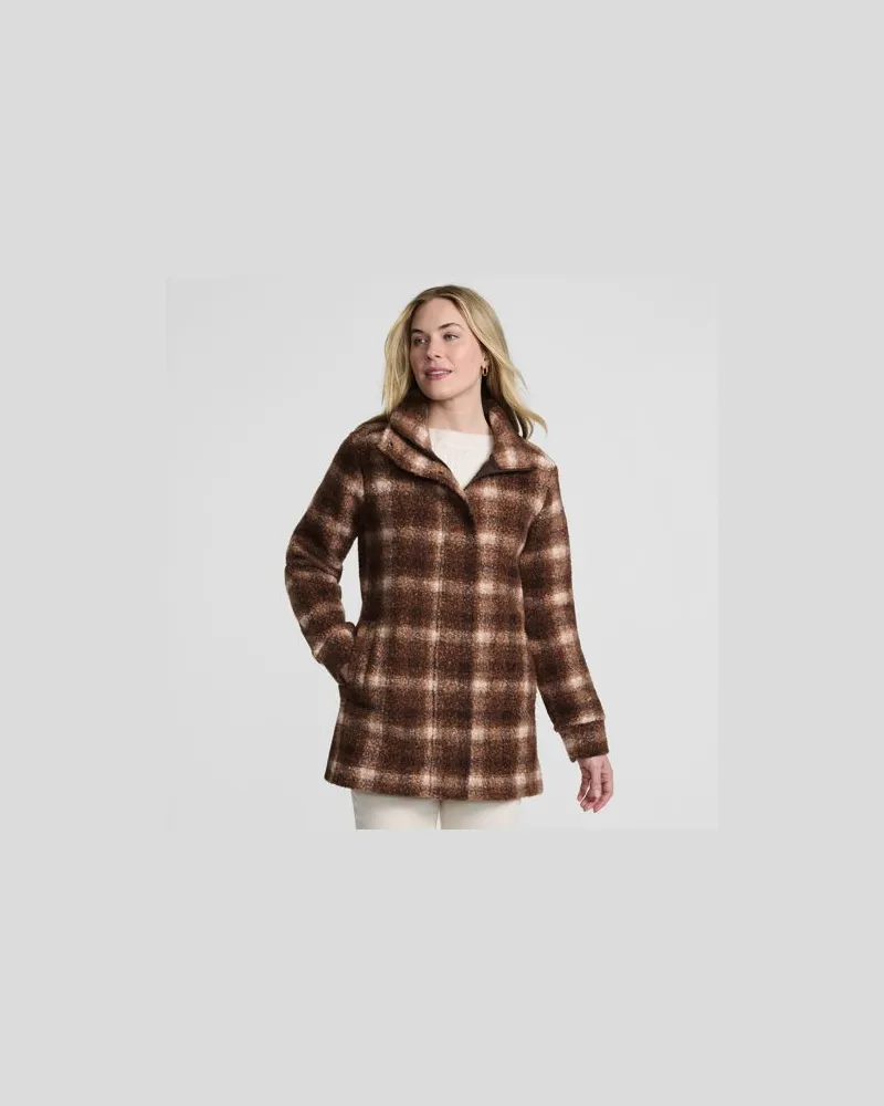 Lands' End Gemusterte Bouclé-Jacke, Damen, Größe regular, Braun, Polyester, by Braun