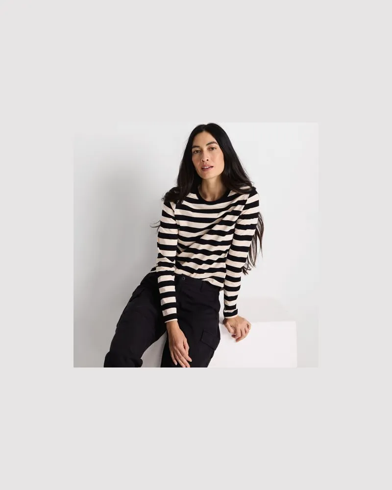 Lands' End Langärmeliges Supima-Shirt mit Rundausschnitt, Damen, Größe:32-34 petite, Weiß, by Weiß