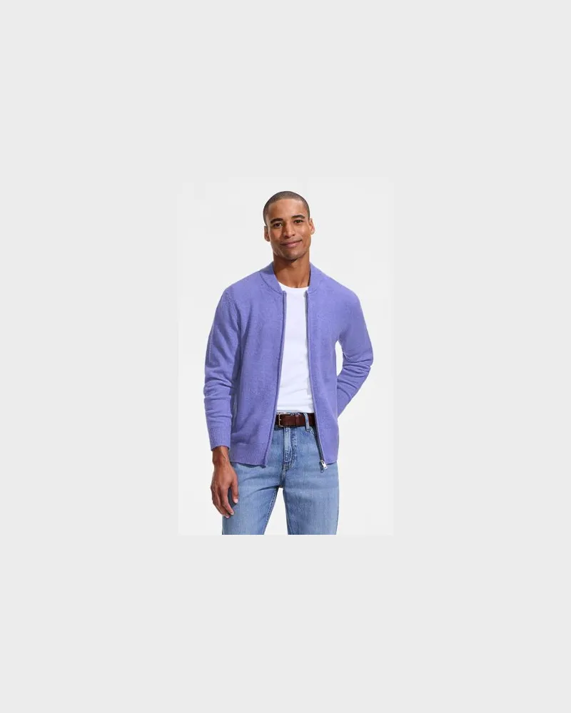 Lands' End Wool Touch Cardigan mit Reißverschluss, Herren, Größe:60 regular, Lila, Wolle/Polyester/Nylon, by Lila