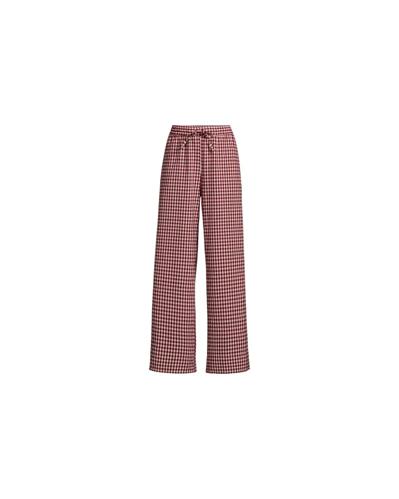 Lands' End Gingham-Hose mit weitem Bein, Damen, Größe regular, Rot, Baumwolle/Polyester/Polyester-Mischung, by Rot