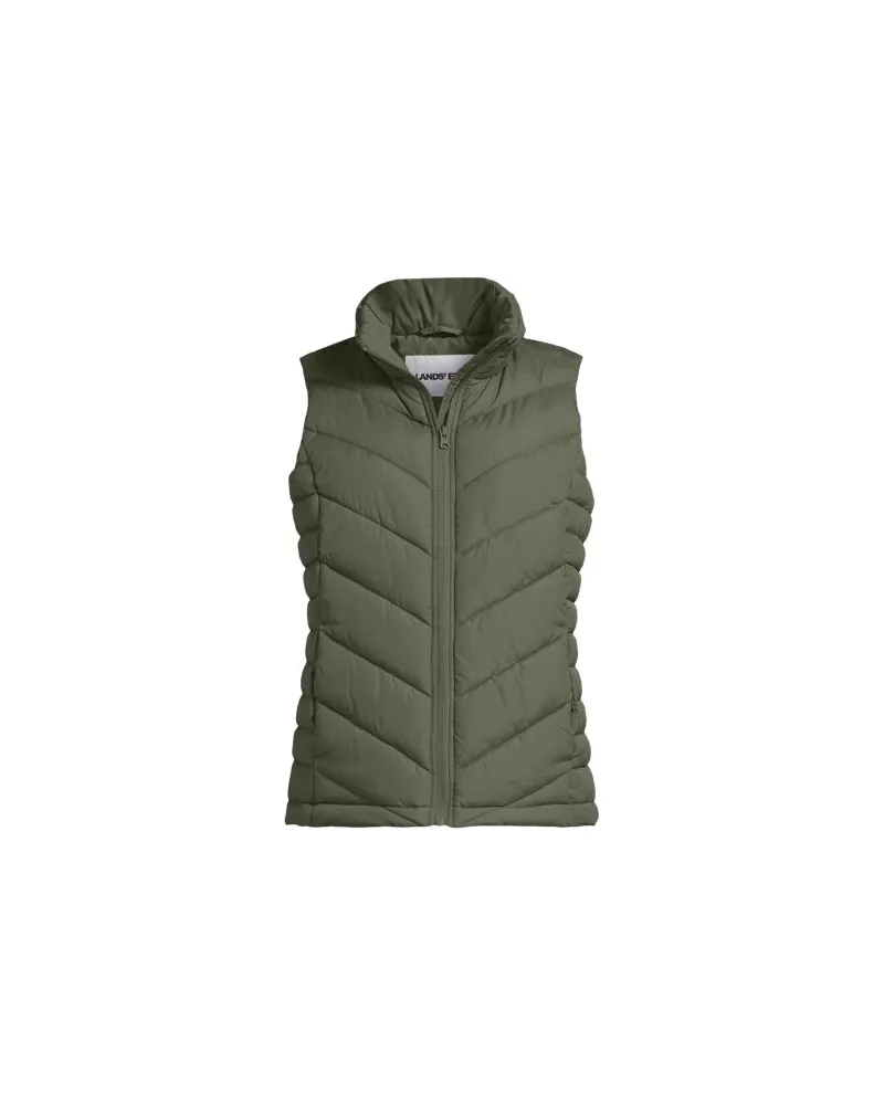 Lands' End Isolierte Steppweste FeatherFree, Damen, Größe plus, Grün, Polyester, by Grün