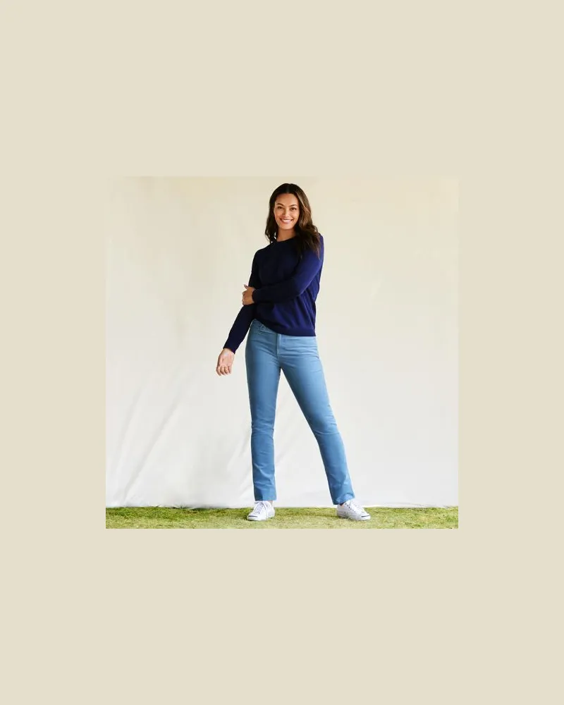 Lands' End Straight Fit Cordhose Mid Waist, Damen, Größe petite, Blau, Baumwoll-Mischung, by Blau